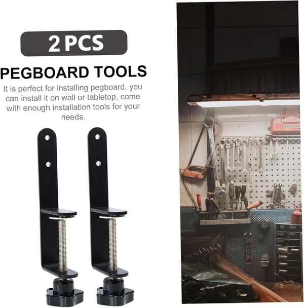 2st Pegboard Installationsklämmor Stålkrokar Pegboard Fäste Tillbehör