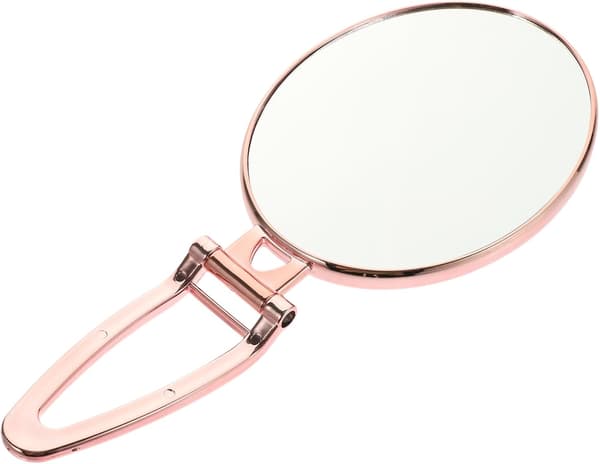 Dobbeltsidet metal makeup spejl bærbart håndholdt foldespejl til rejser elliptisk form makeup dobbeltsider