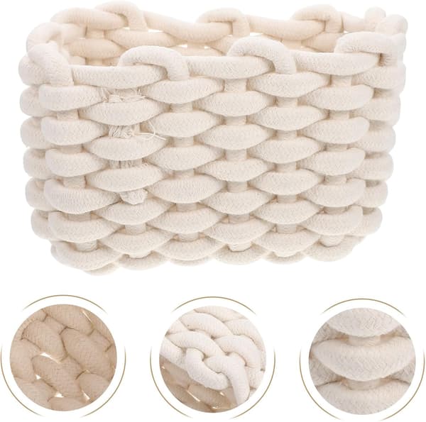 2 st bomullsrepvävd korg för skrivbordsorganisation och hemförvaring