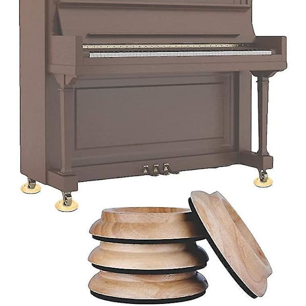 4-pack Pianohjulskålar i Massivt Trä Stötskyddade