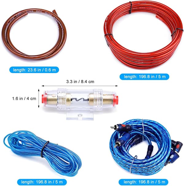 Bilförstärkare Installationskabelkit Strömkabel Ljudkabelkit för Subwooferanslutning Fordonsljudsystem Installation