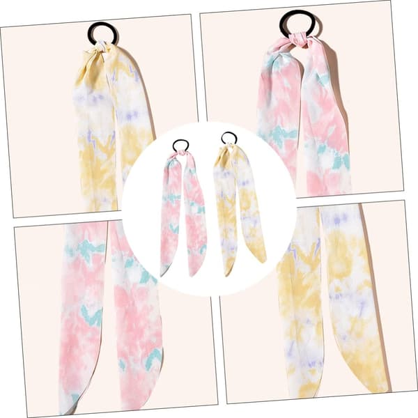 4 stk. spiralhårstrikker, silkescrunchie, hårpinne, silkehette, elegant hodeplagg