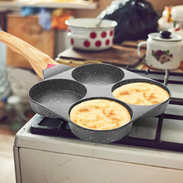 Stekepanne med varmebestandig belegg, 4-kopps non-stick laget av solid aluminiumslegering