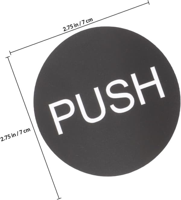 Runde Push Pull-klistremerker Slitesterke 4 sett Dørdekor i svart PVC-materiale og delikat uthulet design