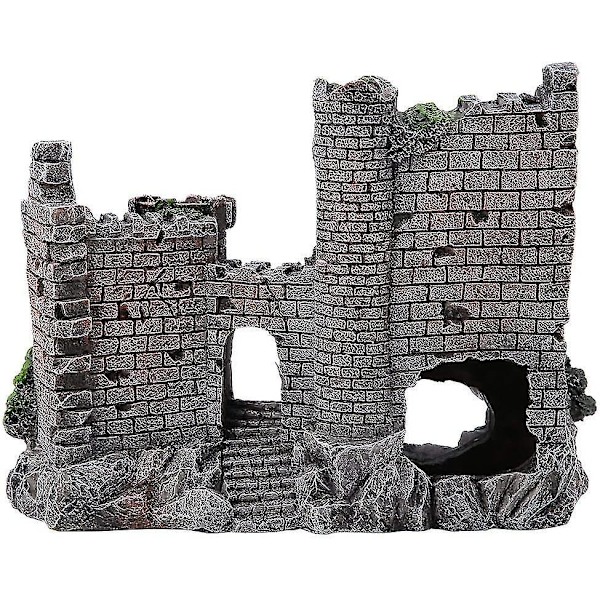 Hartslandskapsslott i Resin för Akvarium, Simulerad Fisktank, Resin Gömställe, Akvarium Dekoration