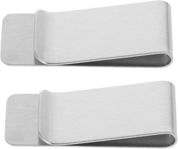 2 stk. pungpengeclips i rustfrit stål til mænd og kvinder, slank minimalistisk kortholder