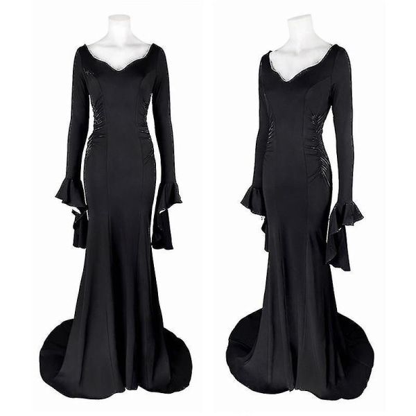 Addams onsdag Morticia Addams kostyme parykk Voksen kvinner punk gotisk blonde kjole XXXL Dress only