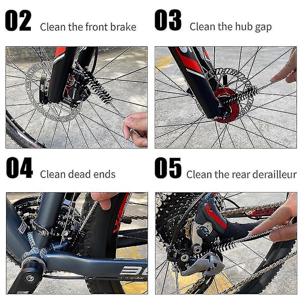 8x Cykel Reparationsværktøjer Kæde Rengøringsbørste