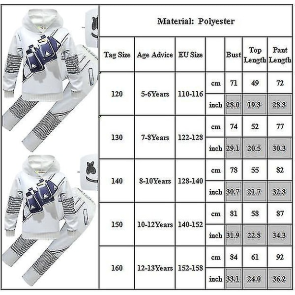 Marshmallow Kostym för Pojke - Hoodie, Byxor och Huvudbonad 5-6 Years