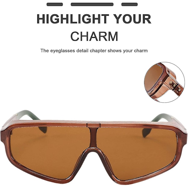 Retro One Piece Aviator Kvadratiska Solglasögon Sport Siamese Shades Goggles För Män Kvinnor B2722