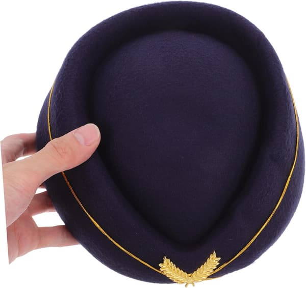 Flyvertinnehatt Tilbehør Beret for Flyvertinneuniform Cosplay Kvinner Vinterfestlue Elastisk Bånd Mørkeblå