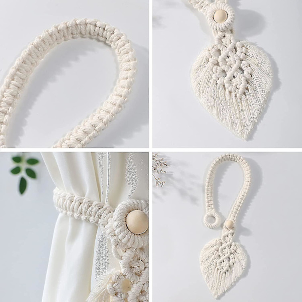 Blad Tassel Gardinbinder, Bohemian Tassel Tieback Håndvævet Bomuld Gardinbinder
