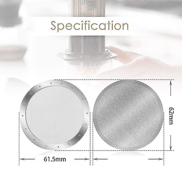 3 Pak Metal Genanvendelige Kaffefiltre Mesh Til Aeropress Kaffe Maskine Espresso Maskine, Sølv