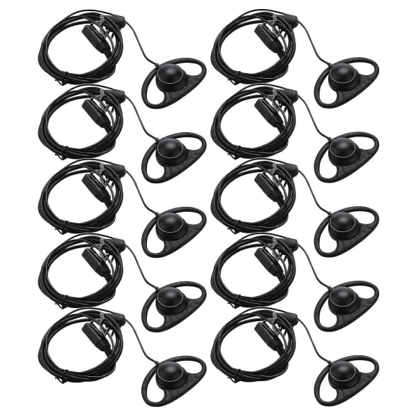 10x 2 Pin Advanced D Shape Clip-ear Ptt Headset Hörsnäcka Mic för 2-vägsradio Gp88s Gp300 Gp68 Gp20