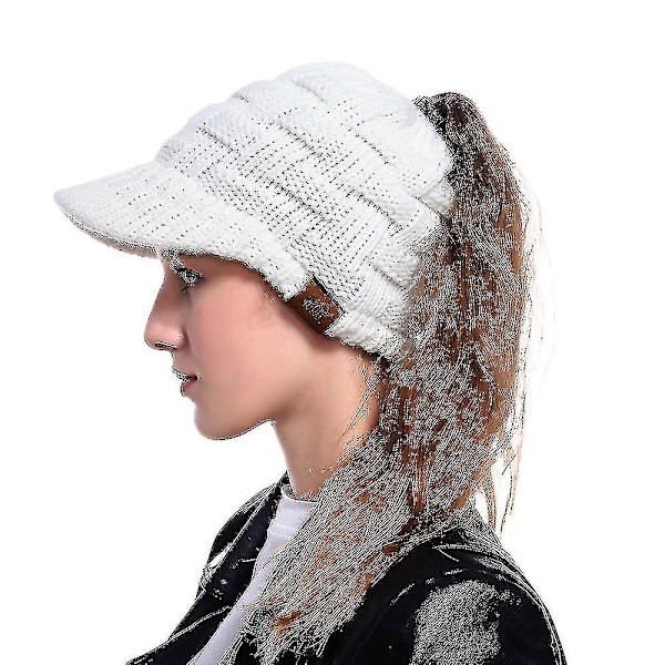 Talvinen lämmin neulottu poninhäntäpipo Beanie Tail
