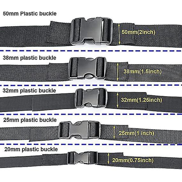 Sidofrigörings Spännen, Tunga Plastspännen Snaps Ryggsäck Bälte Ersättnings Spänne Svart 1st