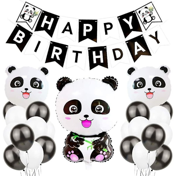 24 stk. Børnefødselsdag Panda Party Tilbehør Banner Balloner