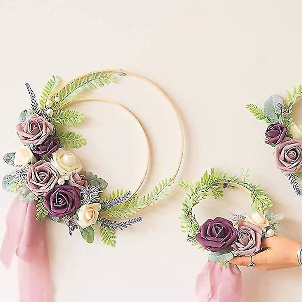 10 stk. Træ Bambus Blomster Hoop Krans Makrame Ringe