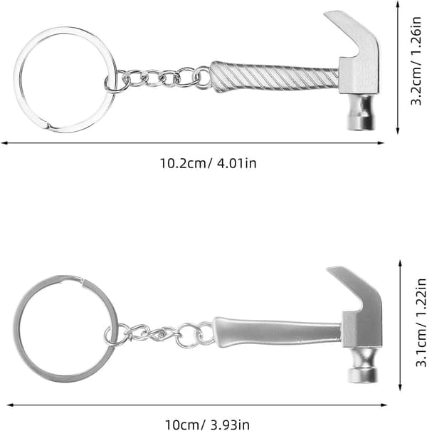 8 st Mini Hammare Nyckelring Metall Hammare Formad Nyckelring Berlock Hänge