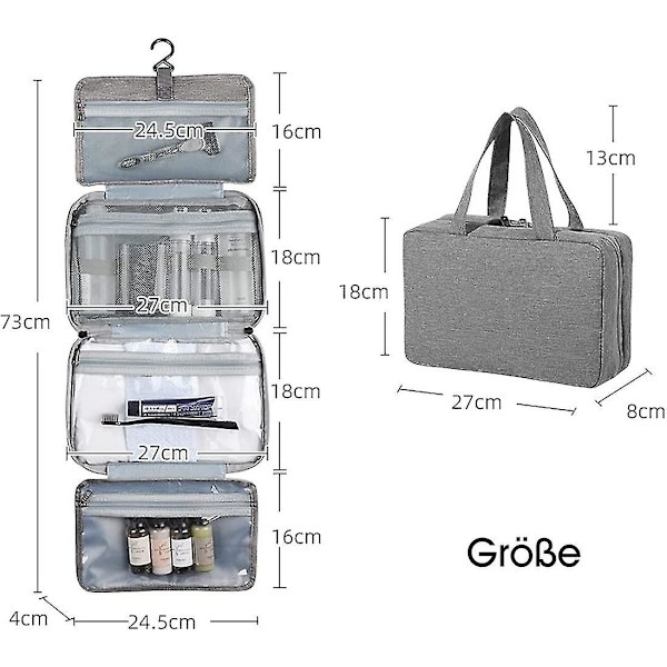 Toiletaske Kosmetikpose Rejsemakeuppose Til Ophængning, Foldsammenlig Organizer