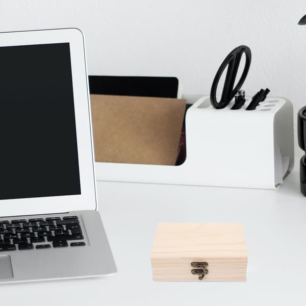 Förvaringslåda Minimalistisk Design Trä Rektangulär med Säker Låsmekanism Bas