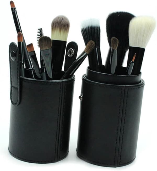 Makeupbørste Opbevaringsspand Stor Kapacitet PU Makeup Holder til Børster Skønhedsværktøjer