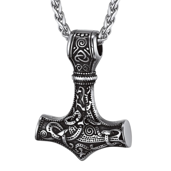 Mænd Amulet Halskæde-Thors Hammer Vedhæng med Kæde, 55+5cm Justerbar,  Smykker -rustfrit stål d939 | Fyndiq