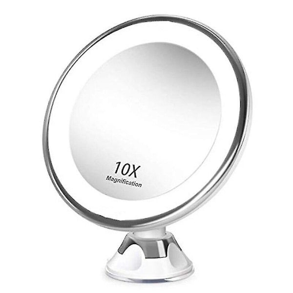 10x Förstorande Smink Spegel LED Ljus Sugkopp