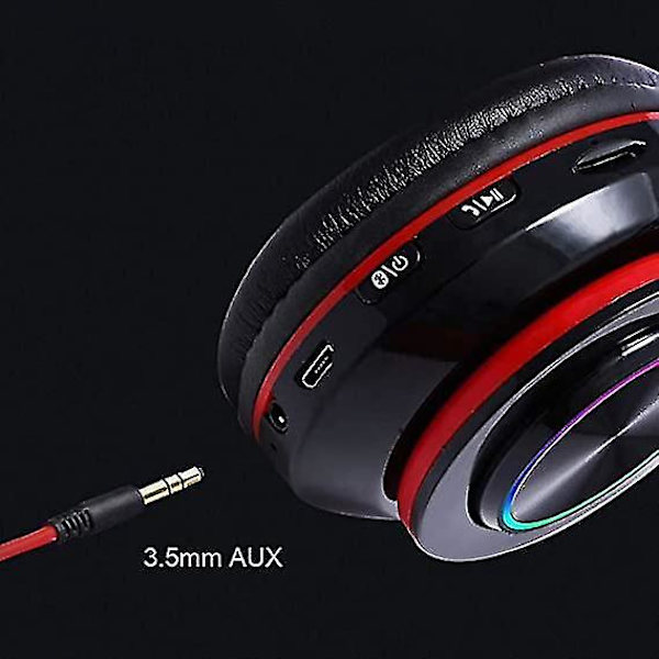 Bluetooth 5.0 Gaming Hovedtelefoner Over-Ear Støjreducerende LED