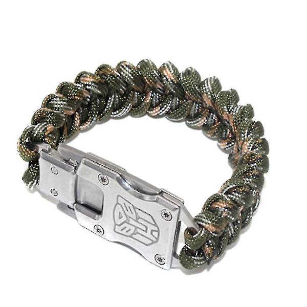 Overlevelsesarmbånd for utendørs - Kutter, tau, multifunksjonell, livreddende, selvforsvar green camouflage 22cm