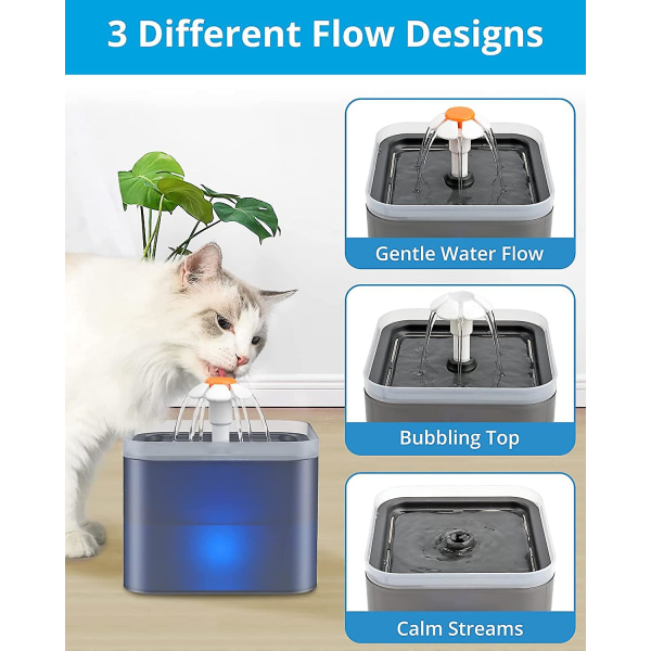 2 l Cat Dog -vesilähde, hiljainen kissan vesiautomaatti vaihdettavalla suodattimella