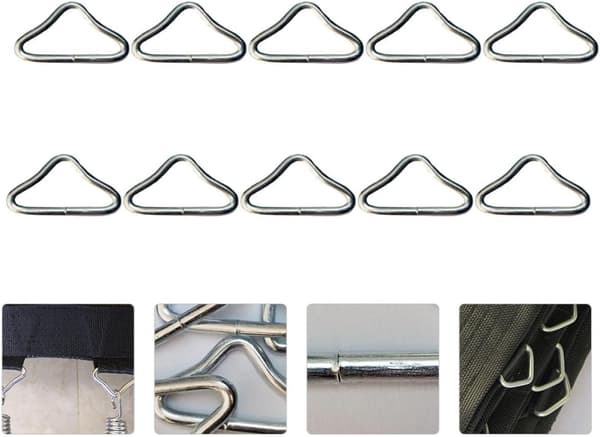 30 stk. sølv trampoline spenner jern trekantringer for reservedeler til hoppeseng, solid trekantringsett