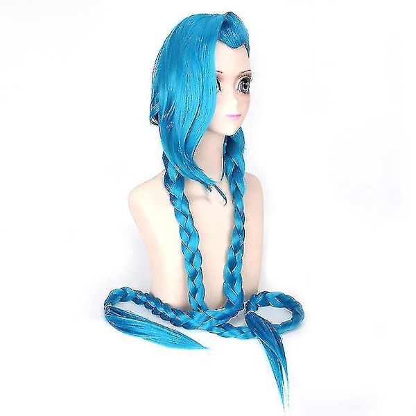 120cm Jinx Cosplay-peruk Jinx Blå Flätor The Loose Cannon Peruk Med Blå Flätor