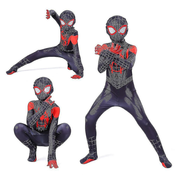 Spider-Man: Morales Jumpsuit Barnedrakt Superhelt Kostyme for Gutter Fancy Up Spandex 7-9 Years