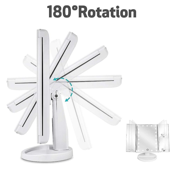 Meikkipöytäpeili valoilla 22 LED-valoa, 2x/3x suurennos White