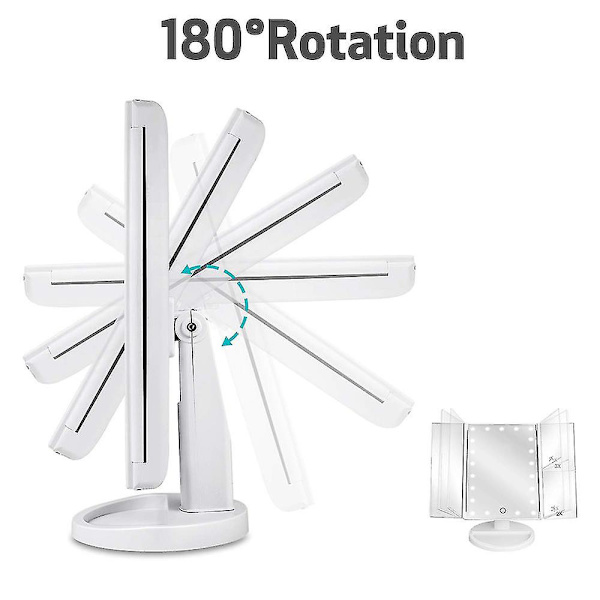 Sminkspegel med belysning 22 LED-lampor Sminkbordsspegel med 2x/3x förstoring White