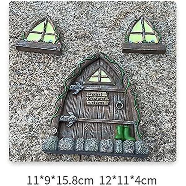 Miniatyyri Haltioiden Kääpiöiden Koti Ikkuna Ja Ovi Puille Koristelu Puutarha Taide Miniatyyri Käsityö Elfien Hovi