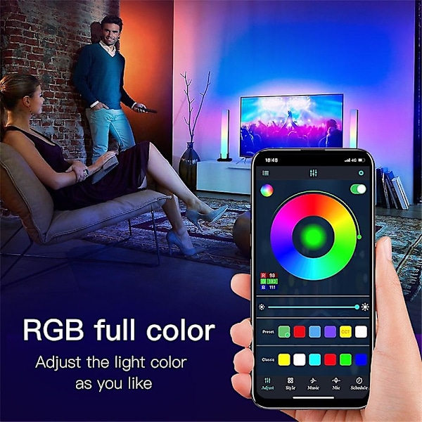 Rgbic Smart LED Lysbjælke App Bluetooth Skrivebordsatmosfære