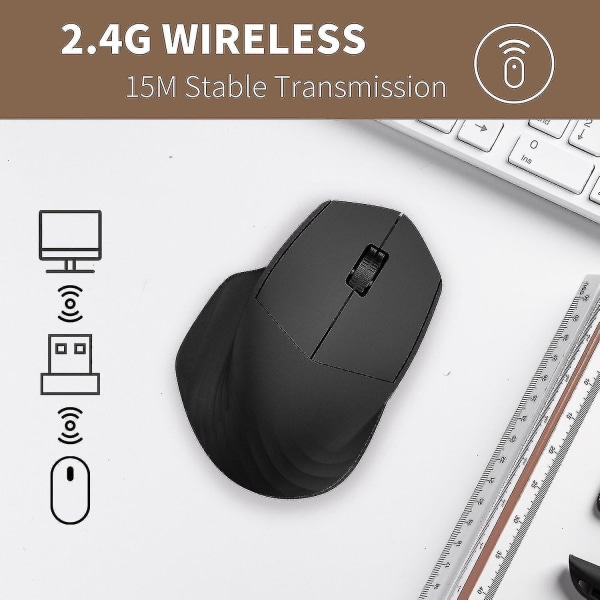 USB Silent Wireless Mouse 1600dpi Optisk Ergonomisk