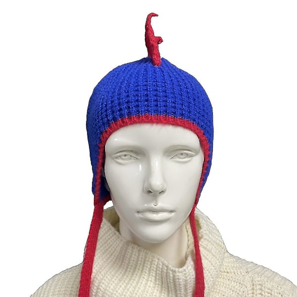 Dinosaurukset Beanie Hauska Hattu Dinosaurusten Korvaläpät Hattu Neulotu Dinosaurusten Hattu Mohawk Hattu Blue