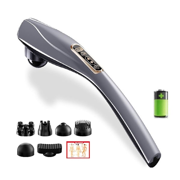 Handhållen Helkropps Elektrisk Massager Djupvävnads Percussionstav Rygg Nacke Avkoppling grey rechargeable