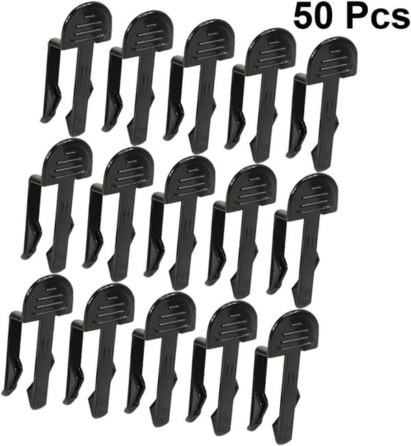 50 stk. skraldeposeklemmer af plastik, stabile klemmer, sorte