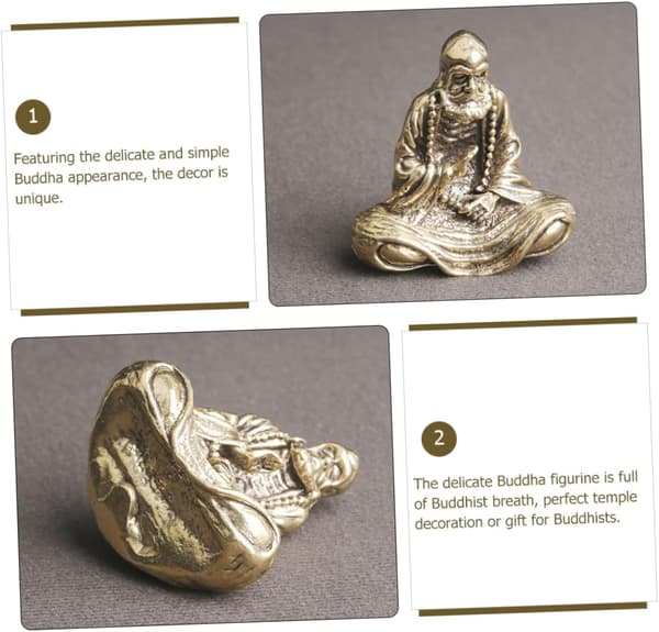 Messing Bodhidharma Statue Unik Buddha Figur til Boligindretning
