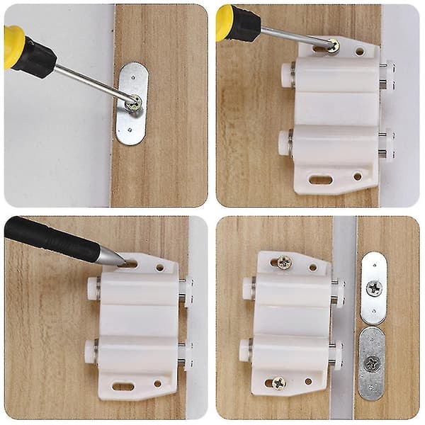 Skåpsdörrsmagnet Trycköppning Skåp Magnetisk Tryckknapp Lås 4st-vit