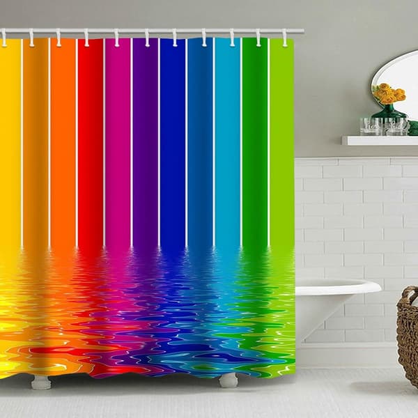 Gradient duschdraperi för badrum Vattentät polyester regnbågsbadskydd