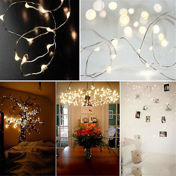 10m 100LED 3AA Batteri Silver Wire String Light Fjärrkontroll