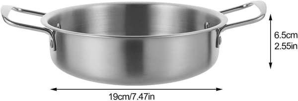 Wok i rustfritt stål med doble håndtak, solid non-stick overflate, sølvfarget kjøkkenstekepanne