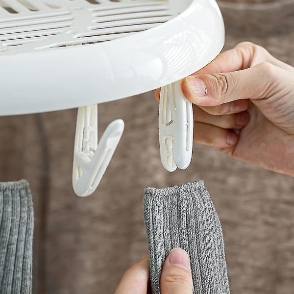 Multifunktionell Torkställ Multi-klämma Strumpor Balkong Vikbar Underkläder Multi-purpose Hushåll Multi-huvud Klädställ White
