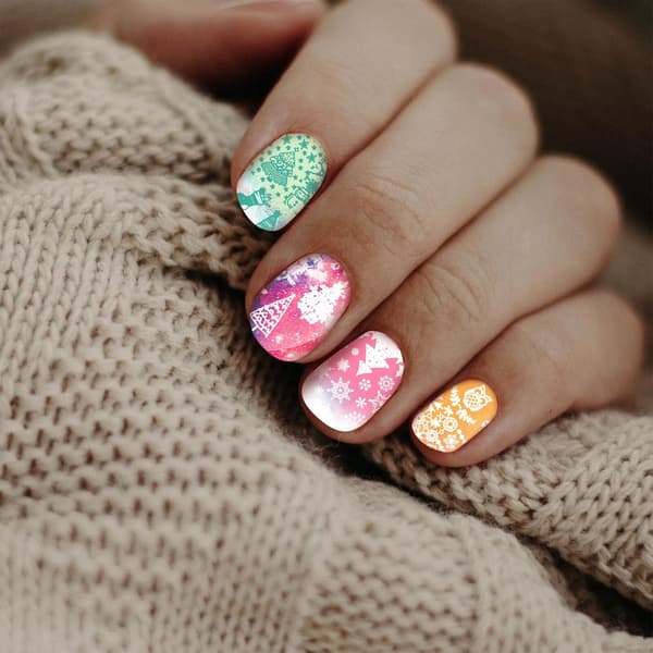 10 stk. jule-neglekunststempelplade til DIY-manicure-skabelon, tilbehør til neglekunststempler