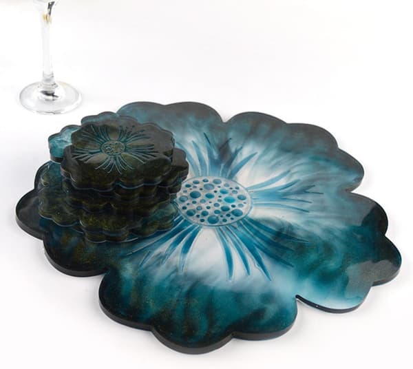 4 stk. DIY Epoxy Silikone Coaster Form Sæt, Blomsterform Harpiks Håndværksforme